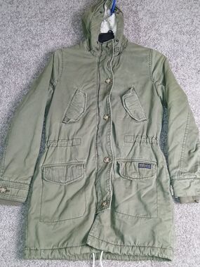 Abercrombie & Fitch Women Adirondack Parka Jacket Sherpa Lined Olive Green - S